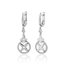 обзорное фото Серьги из белого золота с фианитами 029258 Золотые серьги с фианитом обзорное фото Серьги из белого золота с фианитами 029258  Золотые серьги с фианитом