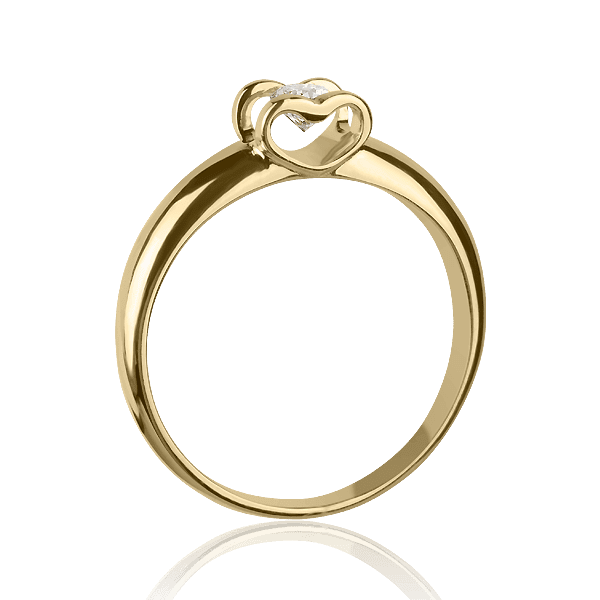 Каблучка Серце в жовтому золоті з діамантом 026089 детальне зображення ювелірного виробу Каблучка Серце в жовтому золоті з діамантом 026089 детальне зображення ювелірного виробу