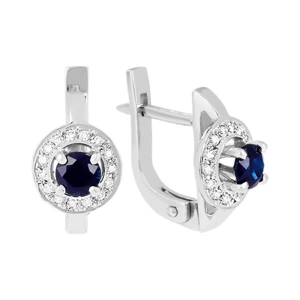 Серьги в белом золоте с сапфирами и фианитами 026559 детальное изображение ювелирного изделия Золотые серьги с сапфиром Серьги в белом золоте с сапфирами и фианитами 026559 детальное изображение ювелирного изделия Золотые серьги с сапфиром