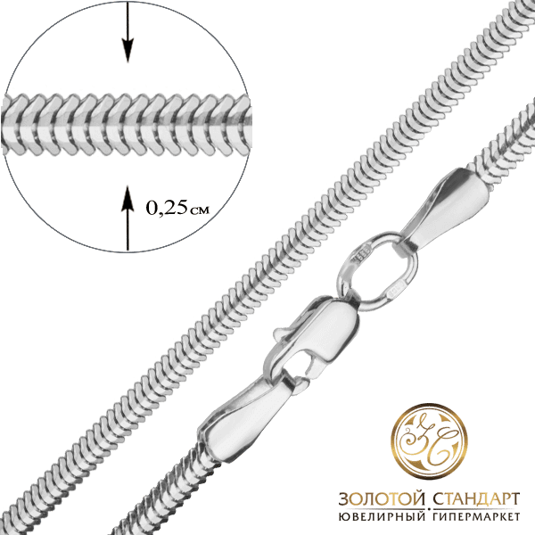 Ланцюжок Тонда (Снейк) плоска в білому золоті без вставок 027551 детальне зображення ювелірного виробу Ланцюжок Тонда (Снейк) плоска в білому золоті без вставок 027551 детальне зображення ювелірного виробу