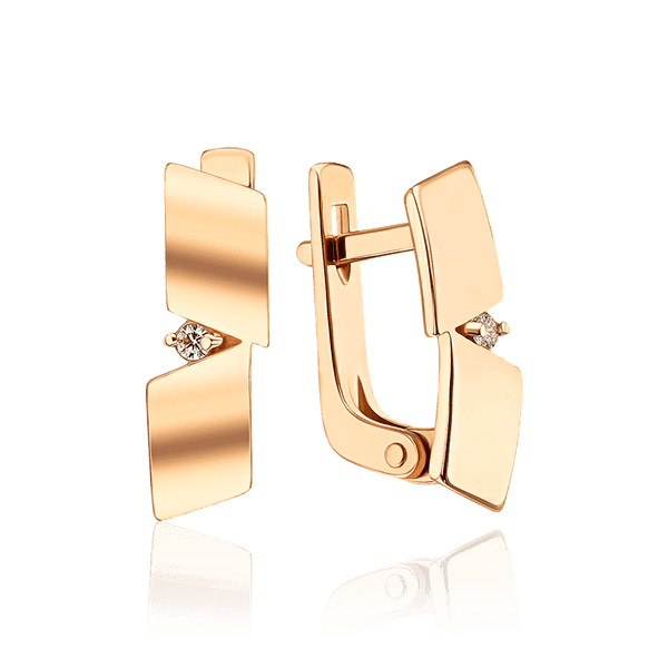 Золотые серьги женские с бриллиантом 036021 детальное изображение ювелирного изделия Золотые серьги