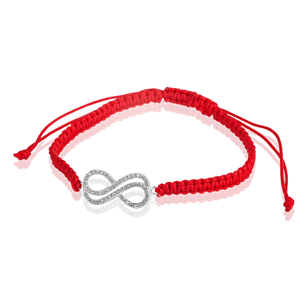 Срібний браслет червона нитка з фіанітами 028921 детальне зображення ювелірного виробу Срібний браслет червона нитка з фіанітами 028921 детальне зображення ювелірного виробу