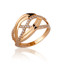 обзорное фото Золотое кольцо с цирконием 030542  Золотые кольца с фианитом
