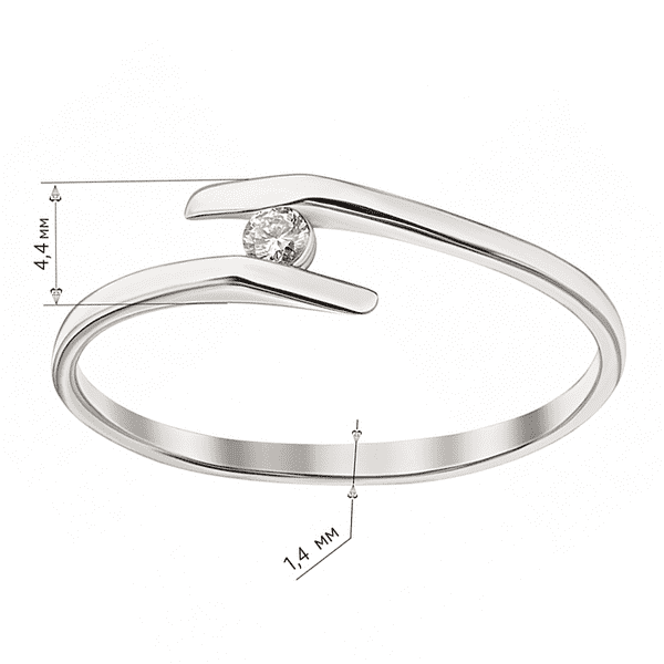 Минималистичное кольцо в форме расходящегося витка и круглого бриллианта в точные соединения  Минималистичное кольцо в форме расходящегося витка и круглого бриллианта в точные соединения