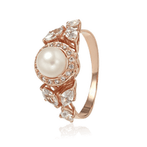 обзорное фото Золотое кольцо с жемчугом и фианитами 028597 Золотые кольца с жемчугом обзорное фото Золотое кольцо с жемчугом и фианитами 028597  Золотые кольца с жемчугом