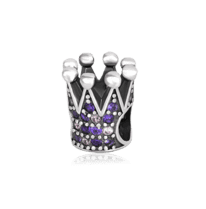 обзорное фото Серебряный подвес-шарм Корона с фиолетовыми фианитами 026303  Серебряные подвесы-шармы (бусины)