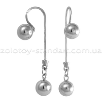 обзорное фото Серебряные серьги 470104С  Серебряные серьги без вставок