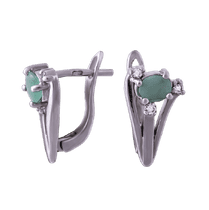 обзорное фото Серебряные серьги с изумрудом 4696  Серебряные серьги с камнями