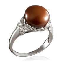 обзорное фото Серебряное кольцо с  жемчугом 023228  Серебряные кольца со вставками
