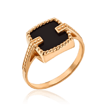 обзорное фото Золотое кольцо Квадрат с черным агатом 034387 Золотые кольца обзорное фото Золотое кольцо Квадрат с черным агатом 034387  Золотые кольца