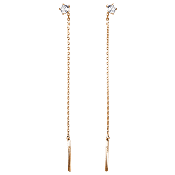 Серьги продевки из золота с камнем 033882 детальное изображение ювелирного изделия Золотые серьги протяжки Серьги продевки из золота с камнем 033882 детальное изображение ювелирного изделия Золотые серьги протяжки