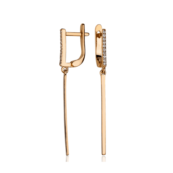 Золотые серьги с фианитами в красном золоте 030736 детальное изображение ювелирного изделия Золотые длинные серьги Золотые серьги с фианитами в красном золоте 030736 детальное изображение ювелирного изделия Золотые длинные серьги