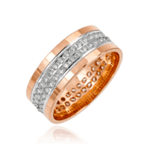 обзорное фото Комбинированное обручальное кольцо с фианитами 036710  Золотые кольца