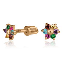 обзорное фото Золотые серьги гвоздики с цирконием 1,3,0817  Серьги с камнями