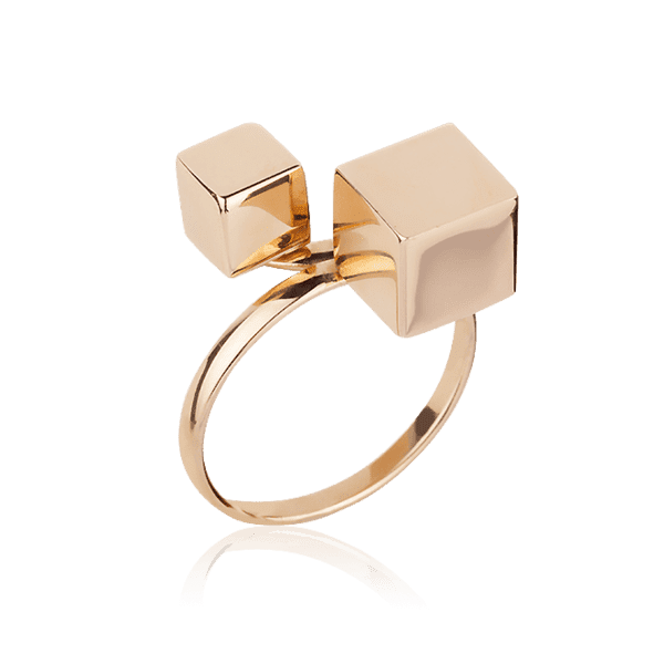 Золотое кольцо Кубики без вставок 028129 детальное изображение ювелирного изделия Золотые кольца без вставок