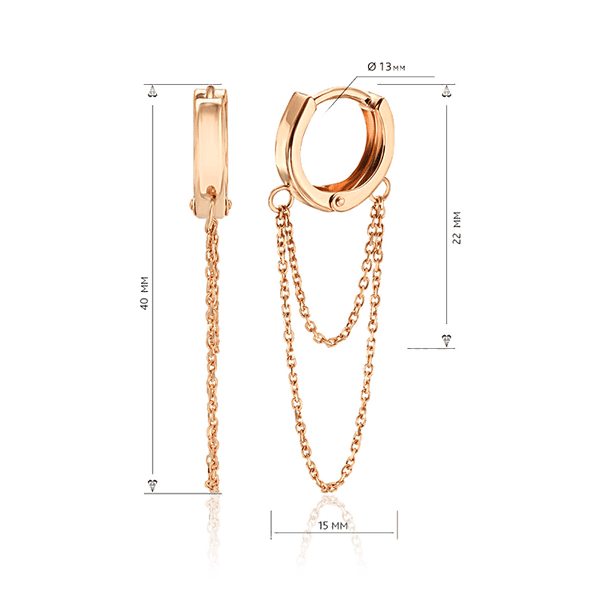 серьги конго с цепочкой из золота серьги конго с цепочкой из золота