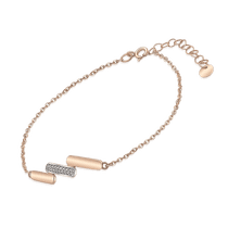 обзорное фото Золотой асимметричный браслет "TWO.SIDES" с фианитами 041372  Золотые браслеты с цирконием (фианитами)