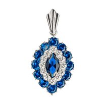 обзорное фото Подвес из белого золота с бриллиантами и сапфирами Р0451 Золотые кулоны с сапфиром обзорное фото Подвес из белого золота с бриллиантами и сапфирами Р0451  Золотые кулоны с сапфиром
