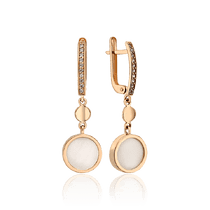 обзорное фото Золотые серьги подвески с перламутром Мишель 033836 Золотые серьги обзорное фото Золотые серьги подвески с перламутром Мишель 033836  Золотые серьги