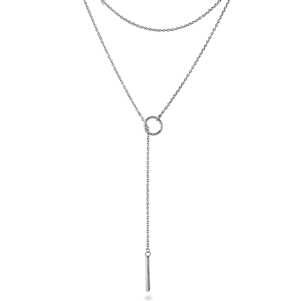 Трендовое серебряное двойное колье с подвеской в виде палочки без вставок 039809 детальное изображение ювелирного изделия Серебряные колье Трендовое серебряное двойное колье с подвеской в виде палочки без вставок 039809 детальное изображение ювелирного изделия Серебряные колье