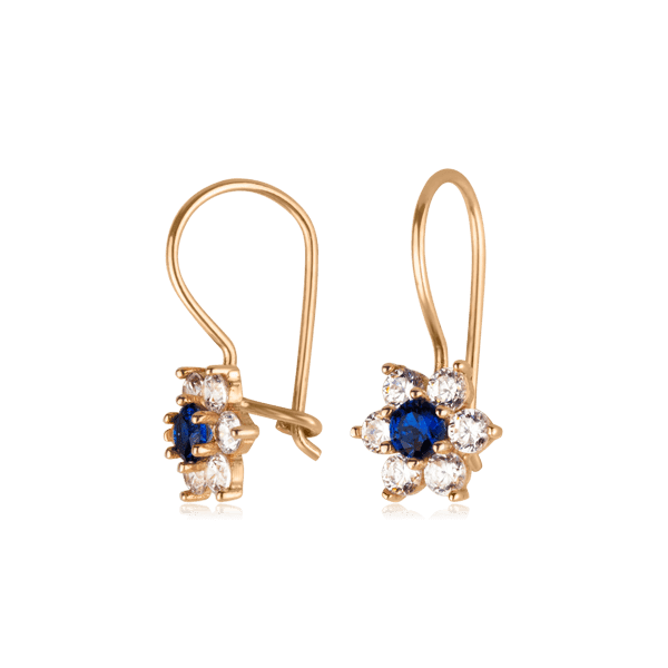 Золотые детские серьги с фианитом 025111 детальное изображение ювелирного изделия Серьги с камнями Золотые детские серьги с фианитом 025111 детальное изображение ювелирного изделия Серьги с камнями
