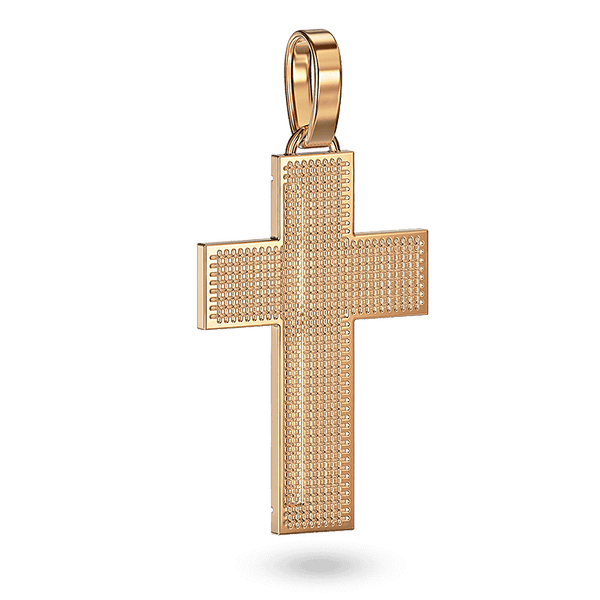 Подвеска гладкая в красном и белом золоте в форме креста в геометрическом стиле со вставками черной эмали Подвеска гладкая в красном и белом золоте в форме креста в геометрическом стиле со вставками черной эмали