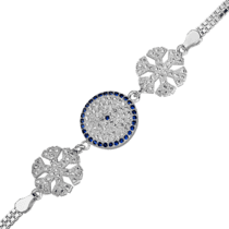 обзорное фото Серебряный браслет Снежинки с фианитами 027284  Серебряные женские браслеты