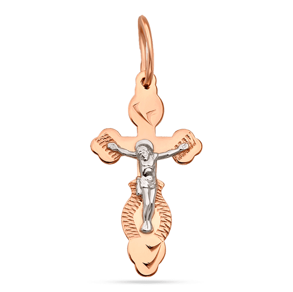 Крестик с Распятием из красного и белого золота 028775 детальное изображение ювелирного изделия Золотые крестики православные