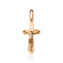обзорное фото Золотой крестик с Распятием 028459 Золотые крестики православные обзорное фото Золотой крестик с Распятием 028459  Золотые крестики православные