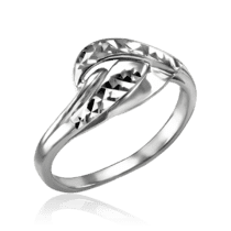 обзорное фото Серебряное кольцо с алмазной гранью 035007  Серебряные кольца