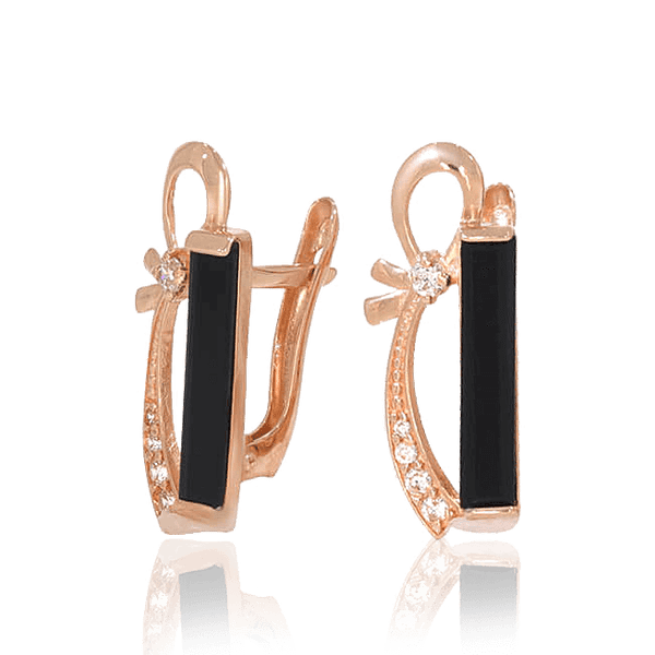 Золотые сережки с агатом и фианитами английский замок 032243 детальное изображение ювелирного изделия Золотые серьги с агатом Золотые сережки с агатом и фианитами английский замок 032243 детальное изображение ювелирного изделия Золотые серьги с агатом