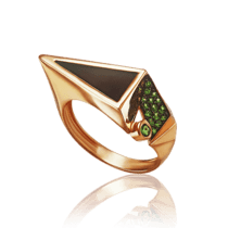 обзорное фото Золотое кольцо с агатом и нанокристаллами 030062  Золотые кольца с агатом