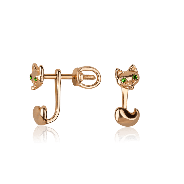 Золотые серьги-гвоздики Лисички 030487 детальное изображение ювелирного изделия Серьги с камнями Золотые серьги-гвоздики Лисички 030487 детальное изображение ювелирного изделия Серьги с камнями