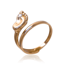 обзорное фото Золотое кольцо ножка младенца с фианитом 035604  Золотые кольца