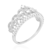 обзорное фото Серебряное кольцо Корона с фианитами 024689  Серебряные кольца с фианитом
