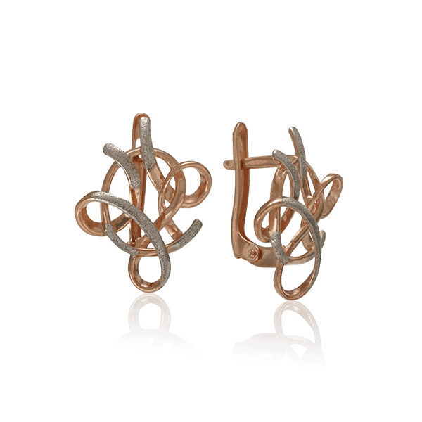 Серьги из красного и белого золота 028898 детальное изображение ювелирного изделия Золотые серьги без вставок Серьги из красного и белого золота 028898 детальное изображение ювелирного изделия Золотые серьги без вставок