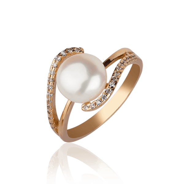 Золотое кольцо с жемчугом 029732 детальное изображение ювелирного изделия Золотые кольца с жемчугом