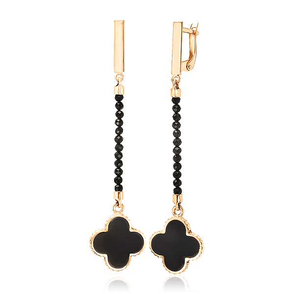 Золотые серьги молодежные с агатом и эмалью Клевер 033885 детальное изображение ювелирного изделия Золотые серьги с агатом Золотые серьги молодежные с агатом и эмалью Клевер 033885 детальное изображение ювелирного изделия Золотые серьги с агатом