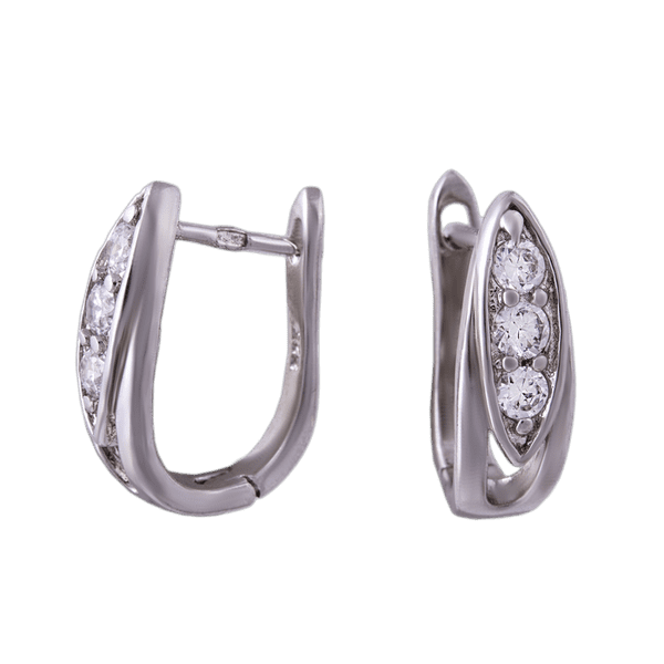 Серебряные серьги с цирконием 11455 детальное изображение ювелирного изделия Серебряные серьги с камнями