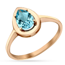 обзорное фото Кольцо с голубым топазом Капля 035287035287  Золотые кольца с топазом