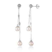 обзорное фото Серебряные серьги с жемчугом 024871 Серебряные серьги с камнями обзорное фото Серебряные серьги с жемчугом 024871  Серебряные серьги с камнями