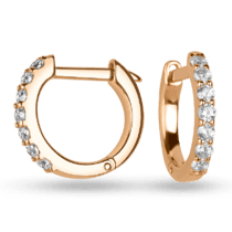 обзорное фото Золотые серьги кольцами на английском замке с фианитами 038052  Золотые серьги кольца (конго) 
