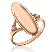 обзорное фото Женское кольцо с фианитами Овал 033290  Золотые кольца