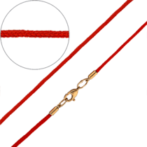 обзорное фото Красный шнурок с золотой застежкой 032463  Шнурки с золотом