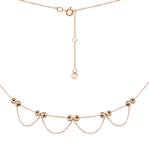 обзорное фото Изящное золотое колье из тонкой цепочки украшенной симметрично шариками 040773  Золотое колье без камней