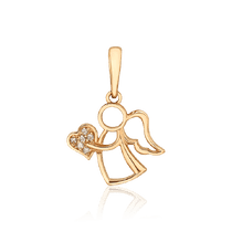 обзорное фото Золотой кулон Ангелочек с сердцем 036664 Золотые подвески обзорное фото Золотой кулон Ангелочек с сердцем 036664  Золотые подвески