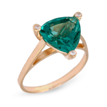 обзорное фото Золотое кольцо с зеленым кварцем 024595  Золотые кольца с кварцем