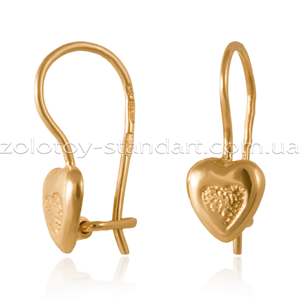 Детские золотые серьги Сердечка 056 детальное изображение ювелирного изделия Серьги без камней Детские золотые серьги Сердечка 056 детальное изображение ювелирного изделия Серьги без камней