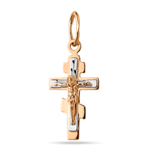 обзорное фото Подвес-крестик религиозный в красном золоте Распятие на белом кресте Спаси и Сохрани 040012 Золотые крестики православные обзорное фото Подвес-крестик религиозный в красном золоте Распятие на белом кресте Спаси и Сохрани 040012  Золотые крестики православные