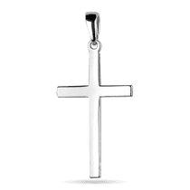 обзорное фото Золотой подвес крестик в белом золоте без распятия 038163  Декоративные золотые крестики